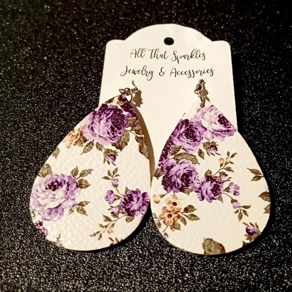 floral leather earrings